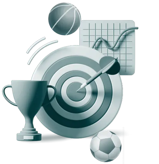 Trophy, dartboard and sports balls